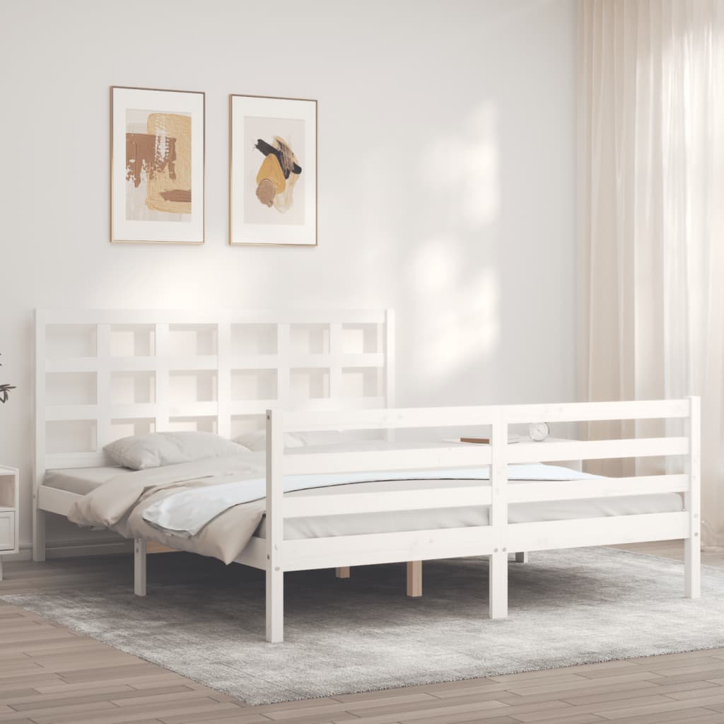 vidaXL Cadre de lit sans matelas blanc bois de pin massif