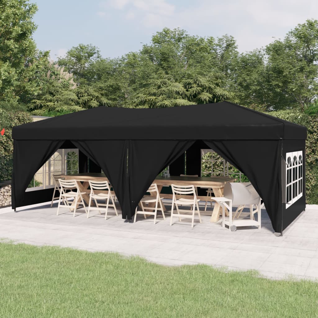 vidaXL Tente de réception pliable avec parois Noir 3x6 m