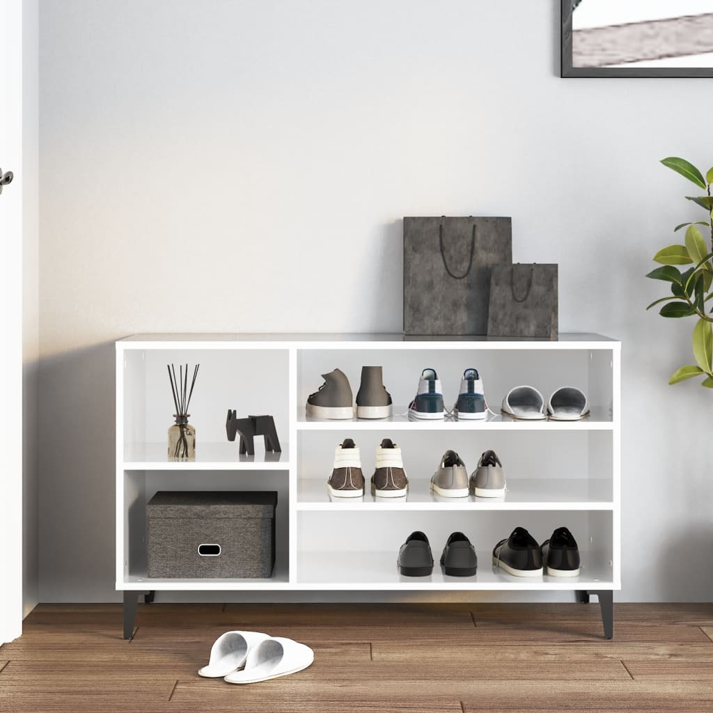 vidaXL Armoire à chaussure Blanc brillant 102x36x60 cm Bois ingénierie