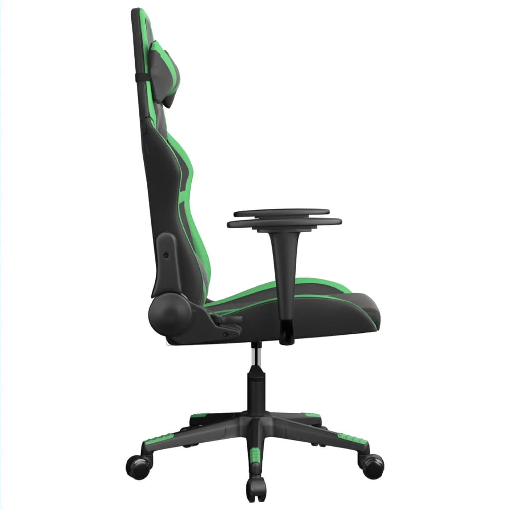 vidaXL Chaise de jeu de massage Noir et vert Similicuir