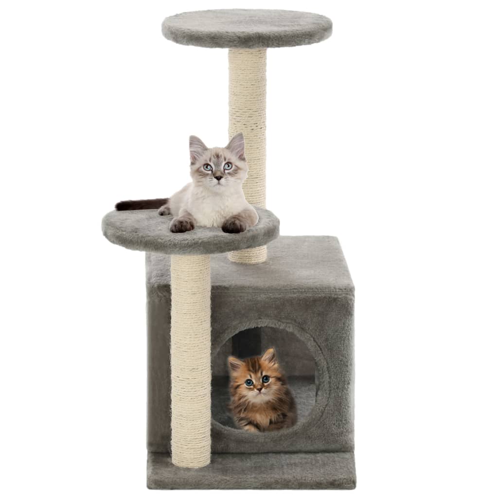 vidaXL Arbre à chat avec griffoirs en sisal 60 cm Gris