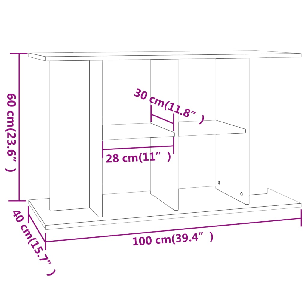 vidaXL Support pour aquarium noir 100x40x60 cm bois d'ingénierie