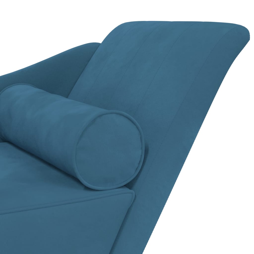 vidaXL Chaise longue avec coussins bleu velours