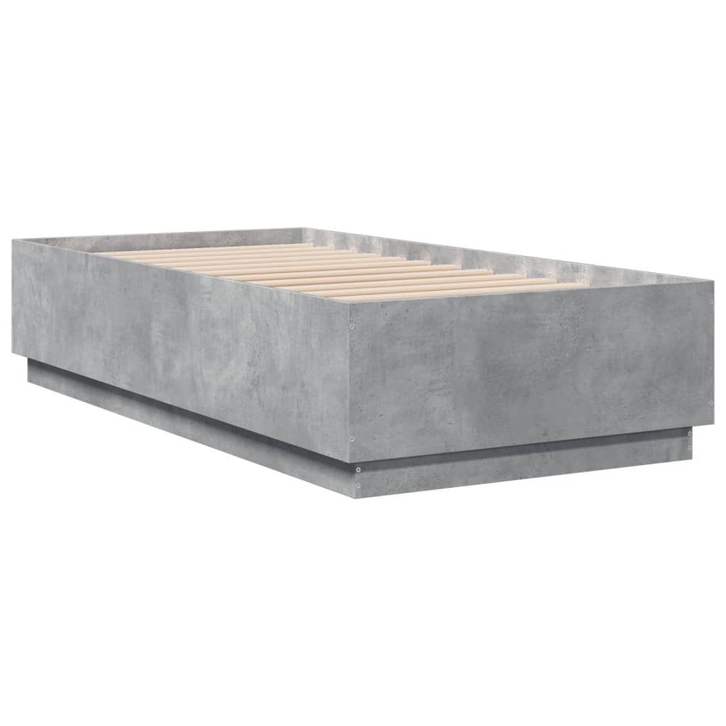 vidaXL Cadre de lit avec LED sans matelas gris béton 90x190 cm