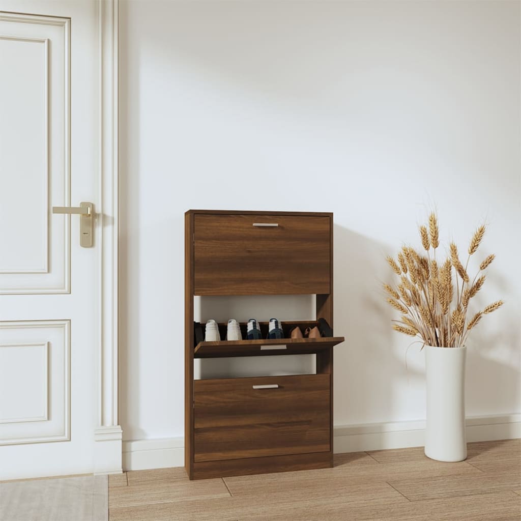 vidaXL Armoire à chaussures Chêne marron 59x17x108cm Bois d'ingénierie