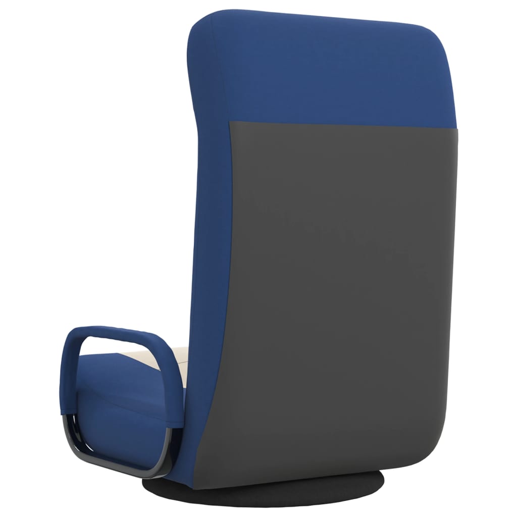 vidaXL Chaise pivotante de sol Bleu et crème Tissu