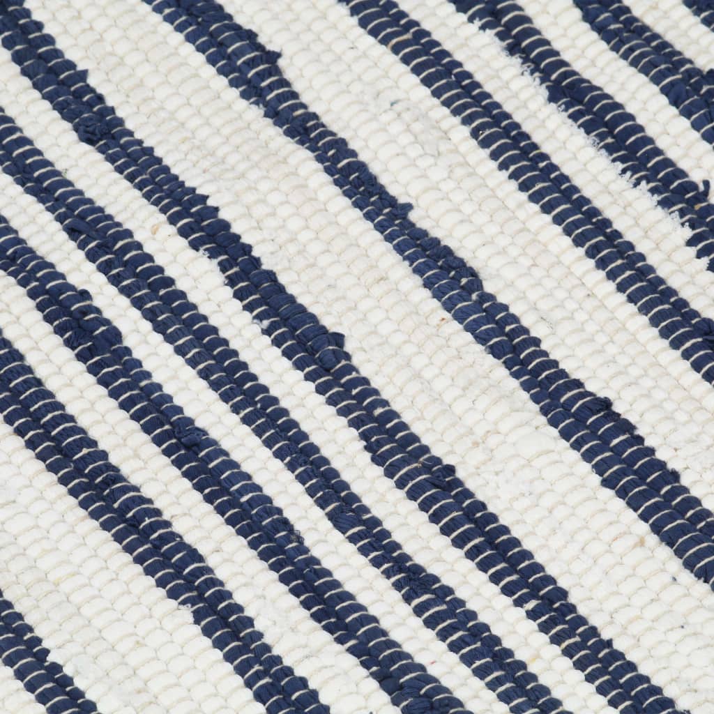 vidaXL Tapis chindi tissé à la main Coton 200x290 cm Bleu et blanc