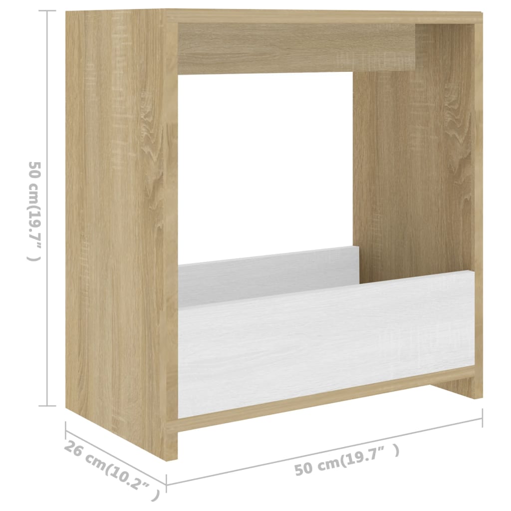 vidaXL Table d'appoint blanc et chêne sonoma bois d'ingénierie