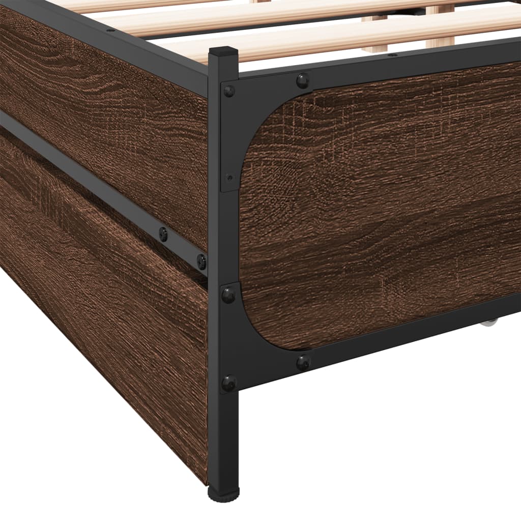 vidaXL Cadre de lit avec tiroirs sans matelas chêne marron 140x190 cm