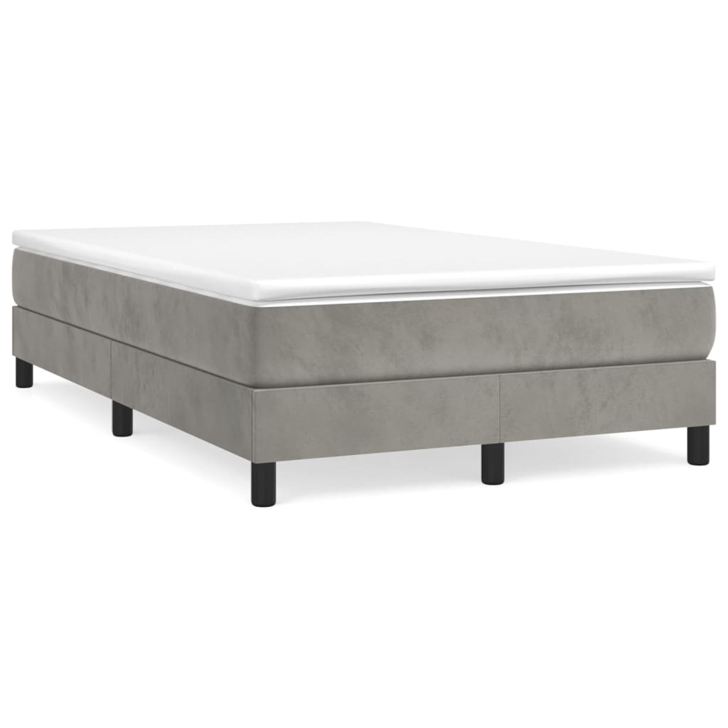 vidaXL Sommier à lattes de lit et matelas Gris clair 120x200cm Velours