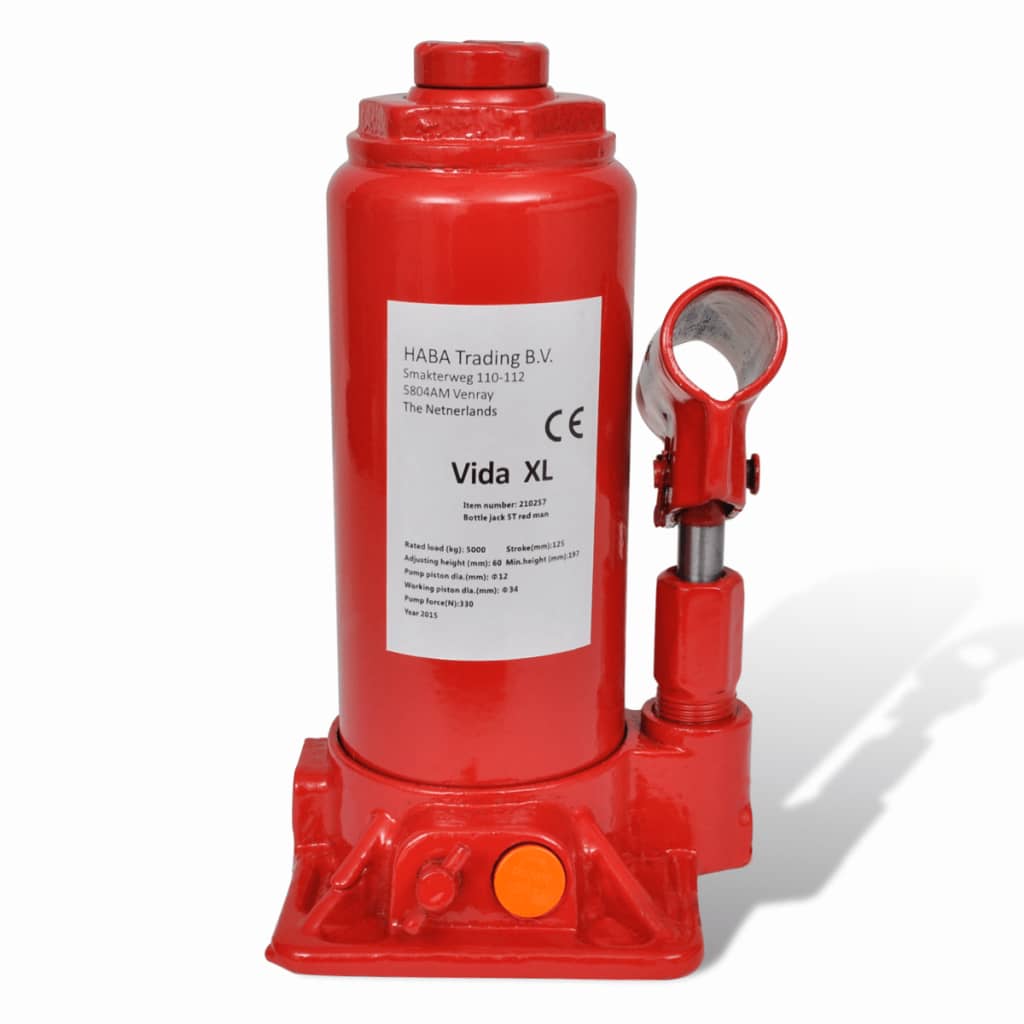 vidaXL Cric hydraulique à bouteille 5 tonnes rouge pour voiture