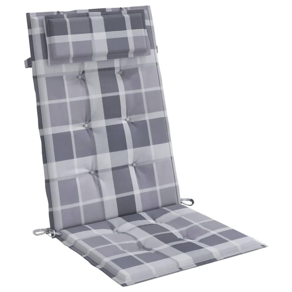 vidaXL Coussins de chaise à dossier haut lot de 2 carreaux gris