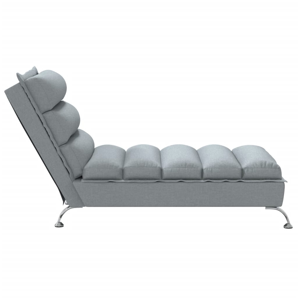 vidaXL Chaise longue avec coussins gris clair tissu