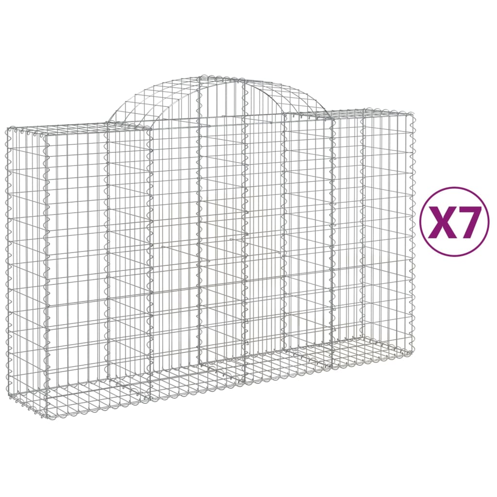 vidaXL Paniers à gabions arqués 7 pcs 200x50x120/140 cm Fer galvanisé