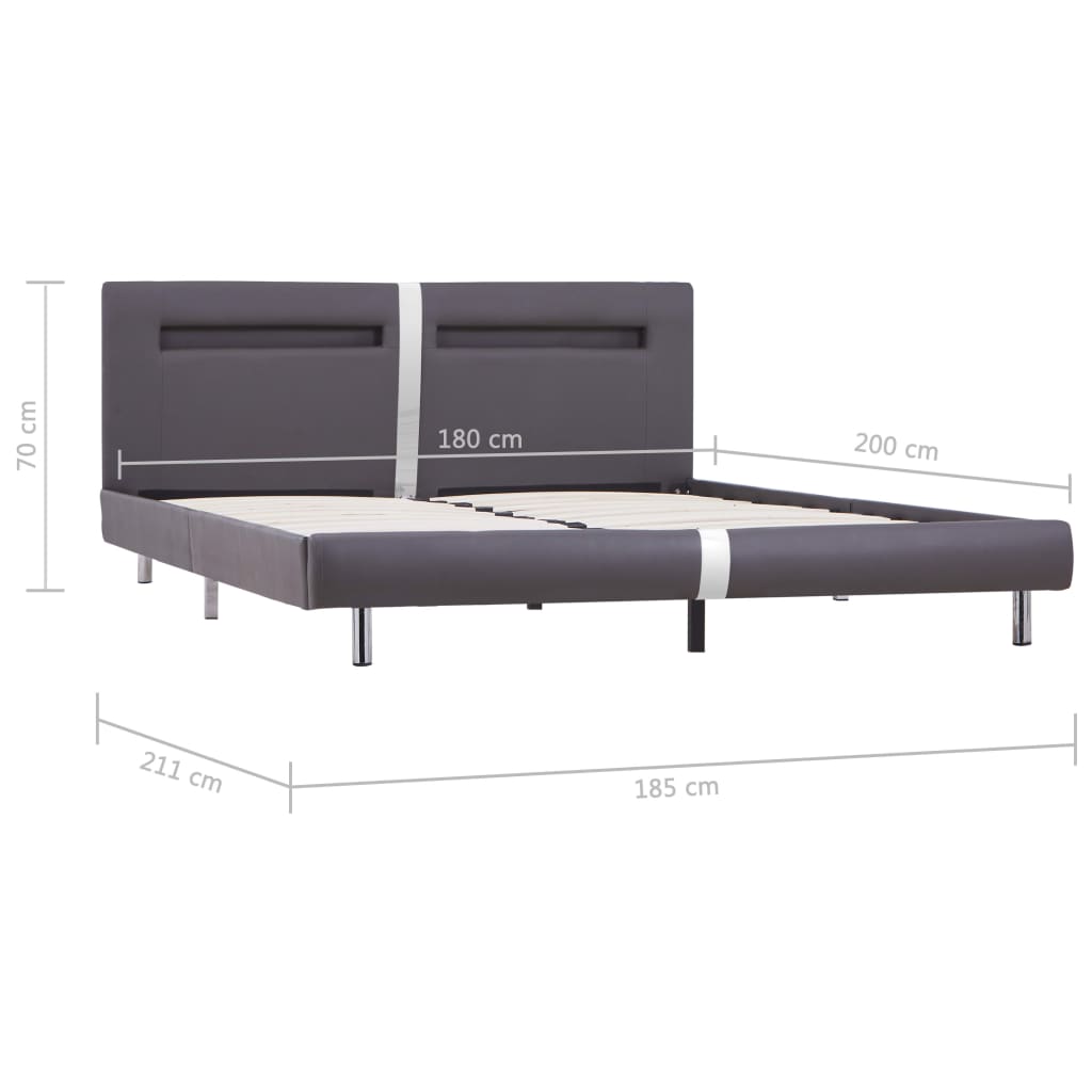 vidaXL Cadre de lit avec LED sans matelas gris 180x200cm similicuir