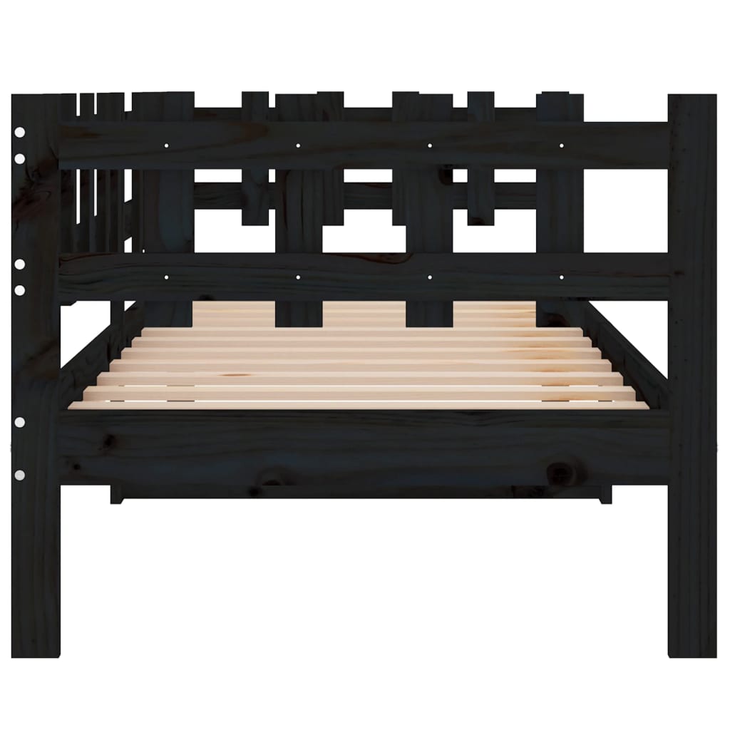 vidaXL Lit de jour sans matelas noir 90x190 cm bois de pin massif