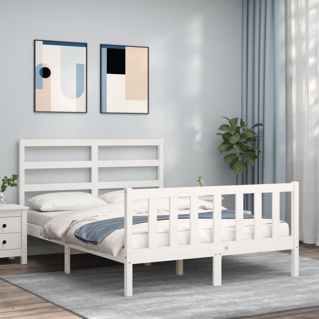 vidaXL Cadre de lit sans matelas blanc bois de pin massif