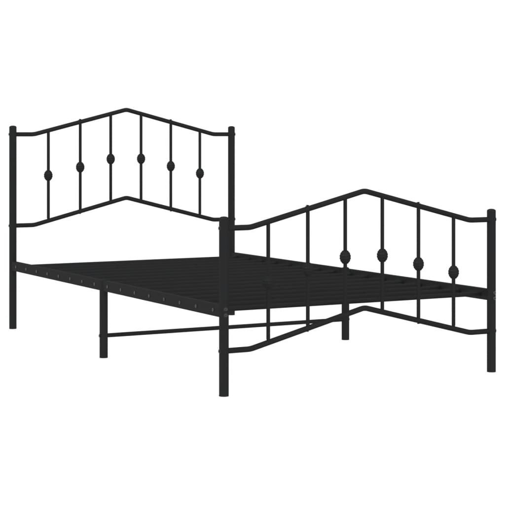 vidaXL Cadre de lit métal sans matelas et pied de lit noir 100x200 cm