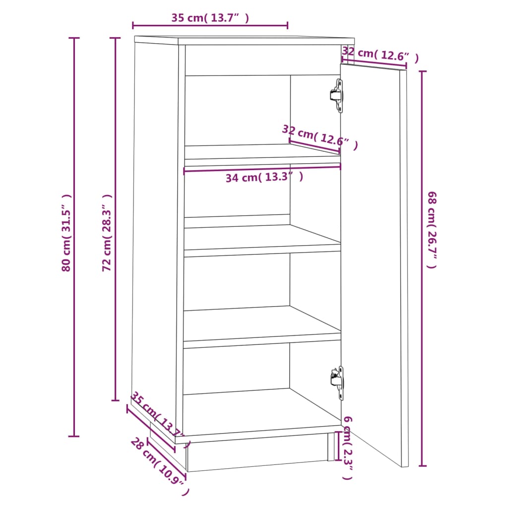 vidaXL Armoire à chaussures 35x35x80 cm Bois de pin massif