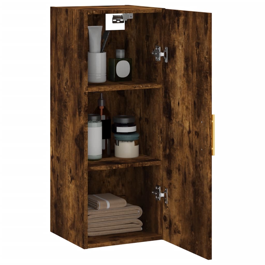 vidaXL Armoire murale chêne fumé 34,5x34x90 cm