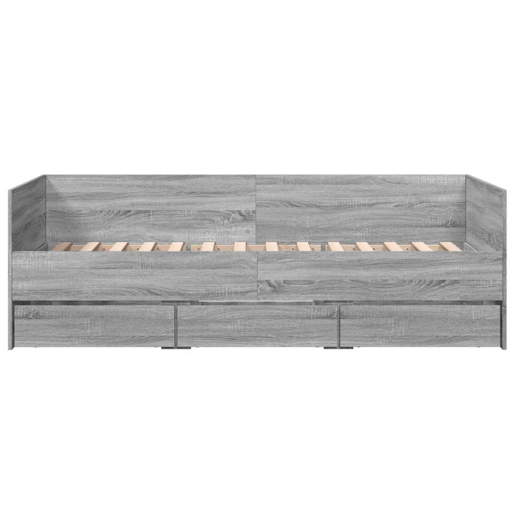 vidaXL Lit de jour avec tiroirs sans matelas sonoma gris 90x200 cm