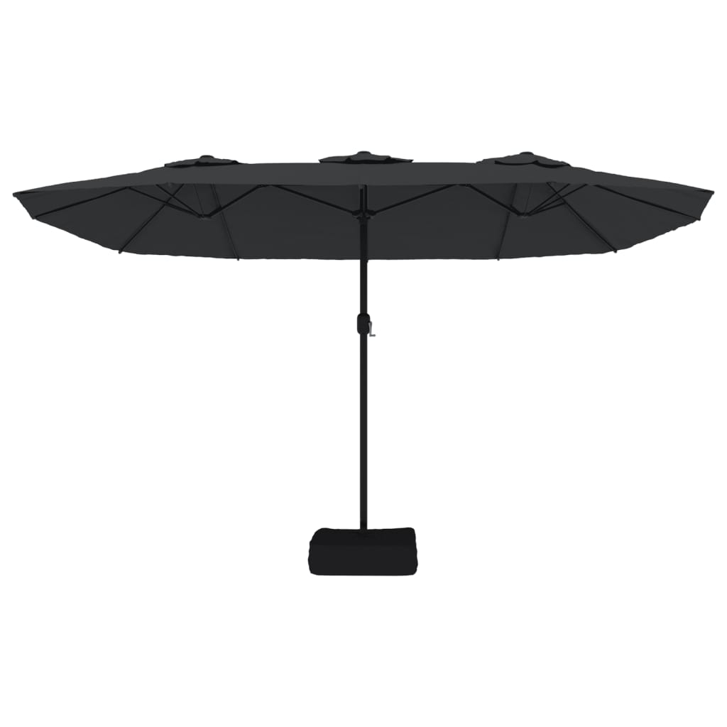 vidaXL Parasol de jardin à double tête avec LED noir 449x245 cm