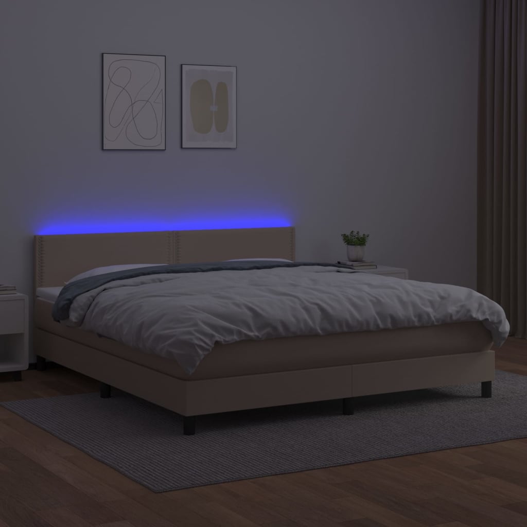 vidaXL Sommier à lattes de lit avec matelas LED Cappuccino 180x200 cm