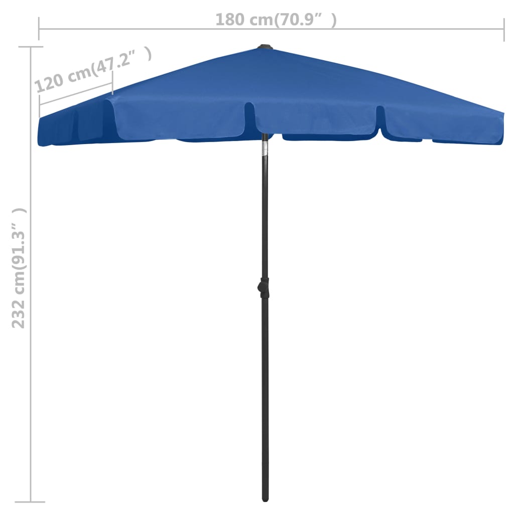 vidaXL Parasol de plage bleu azuré 180x120 cm