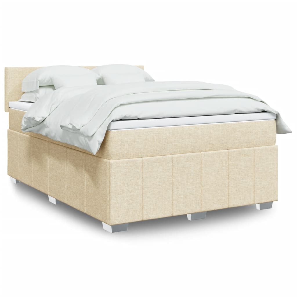 vidaXL Sommier à lattes de lit avec matelas Crème 140x190 cm Tissu