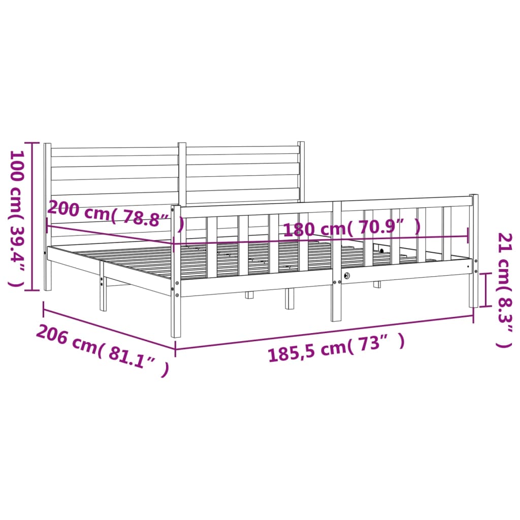 vidaXL Cadre de lit sans matelas blanc bois de pin massif