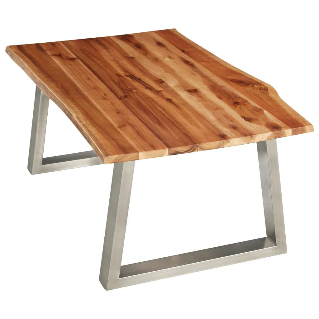 vidaXL Table basse 100x60x40 cm Bois d'acacia et acier inoxydable