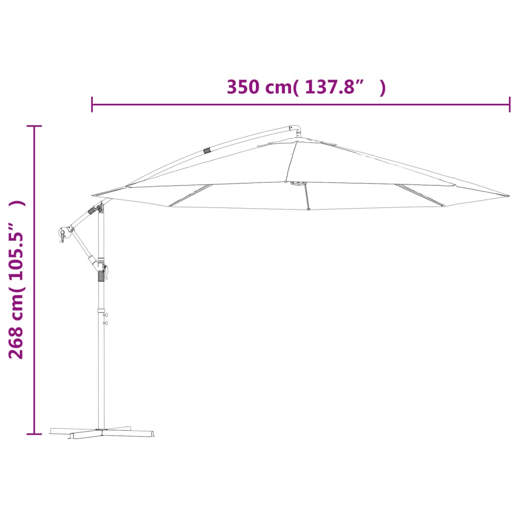 vidaXL Parasol de jardin en porte-à-faux avec mât en aluminium noir