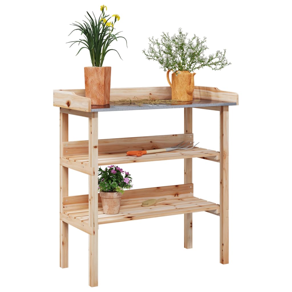 vidaXL Table à plantes avec étagères 78x38x82,5cm bois de sapin solide