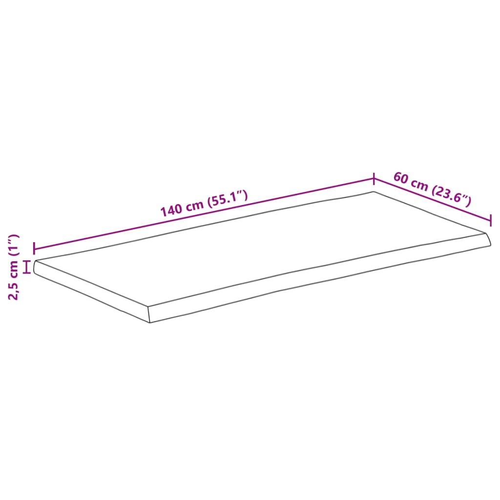 vidaXL Dessus de table 140x60x2,5cm rectangulaire bois massif d'acacia