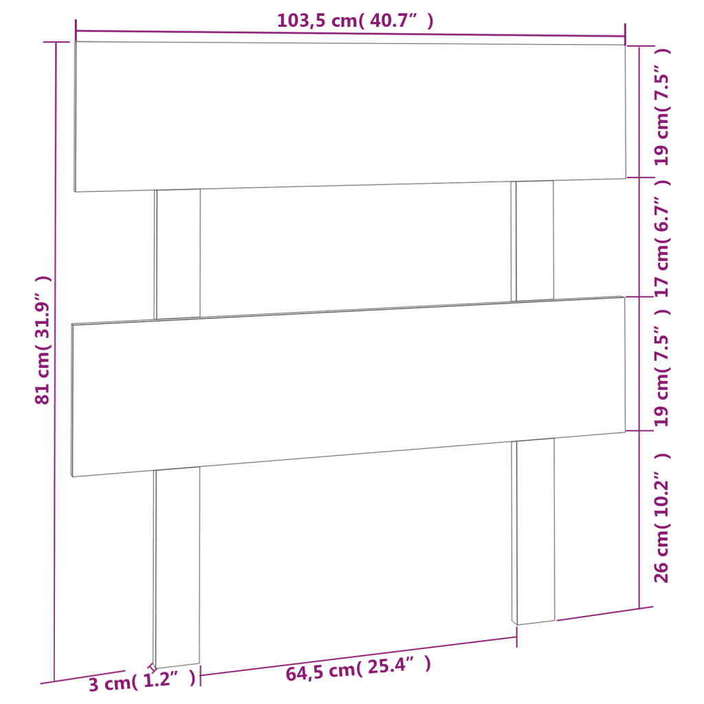 vidaXL Tête de lit Marron miel 103,5x3x81 cm Bois massif de pin