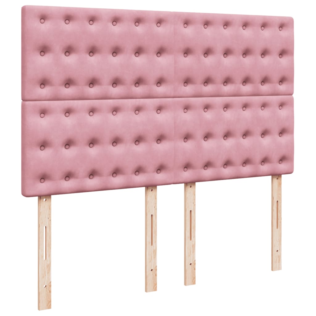 vidaXL Sommier à lattes de lit avec matelas Rose 140x200 cm Velours