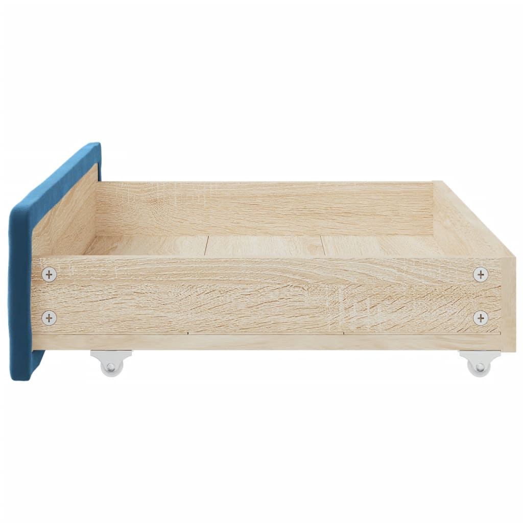 vidaXL Tiroirs de lit 2 pcs bleu bois d'ingénierie et tissu