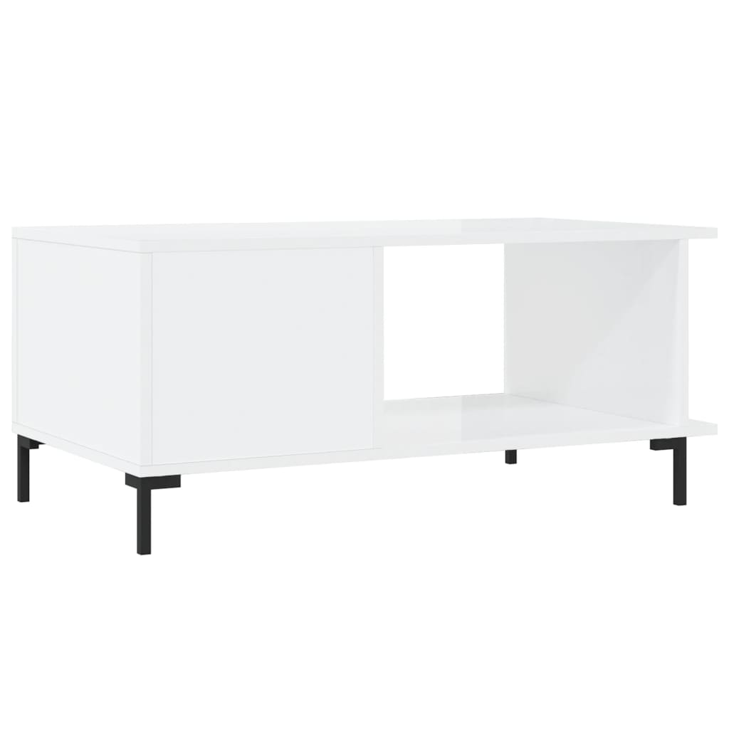 vidaXL Table basse Blanc brillant 90x50x40 cm Bois d'ingénierie