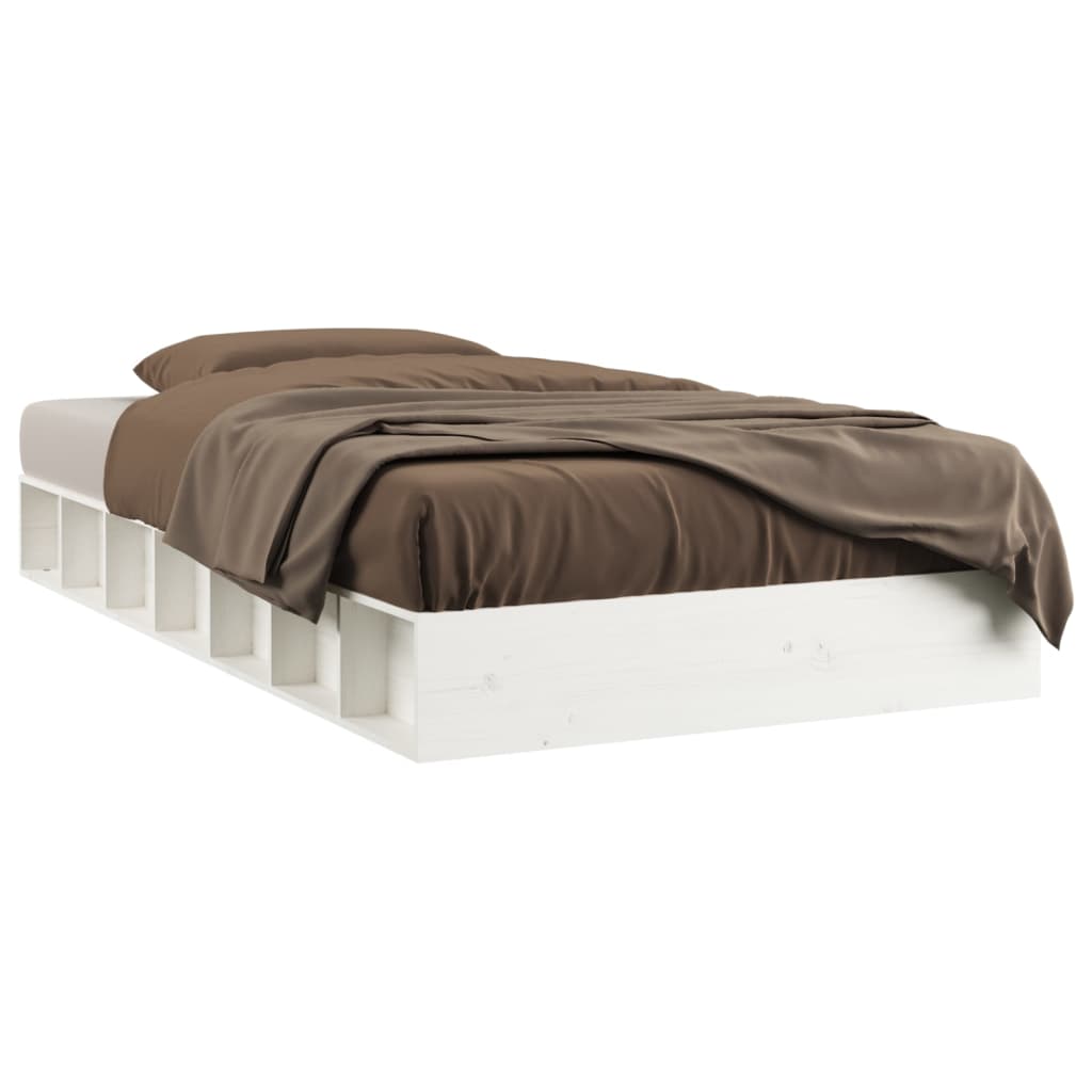 vidaXL Cadre de lit sans matelas blanc 75x190 cm bois massif