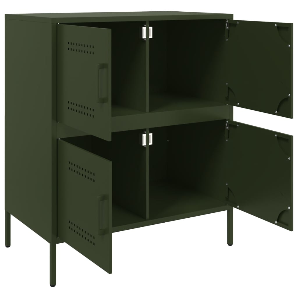 vidaXL Buffet vert olive 68x39x79 cm acier