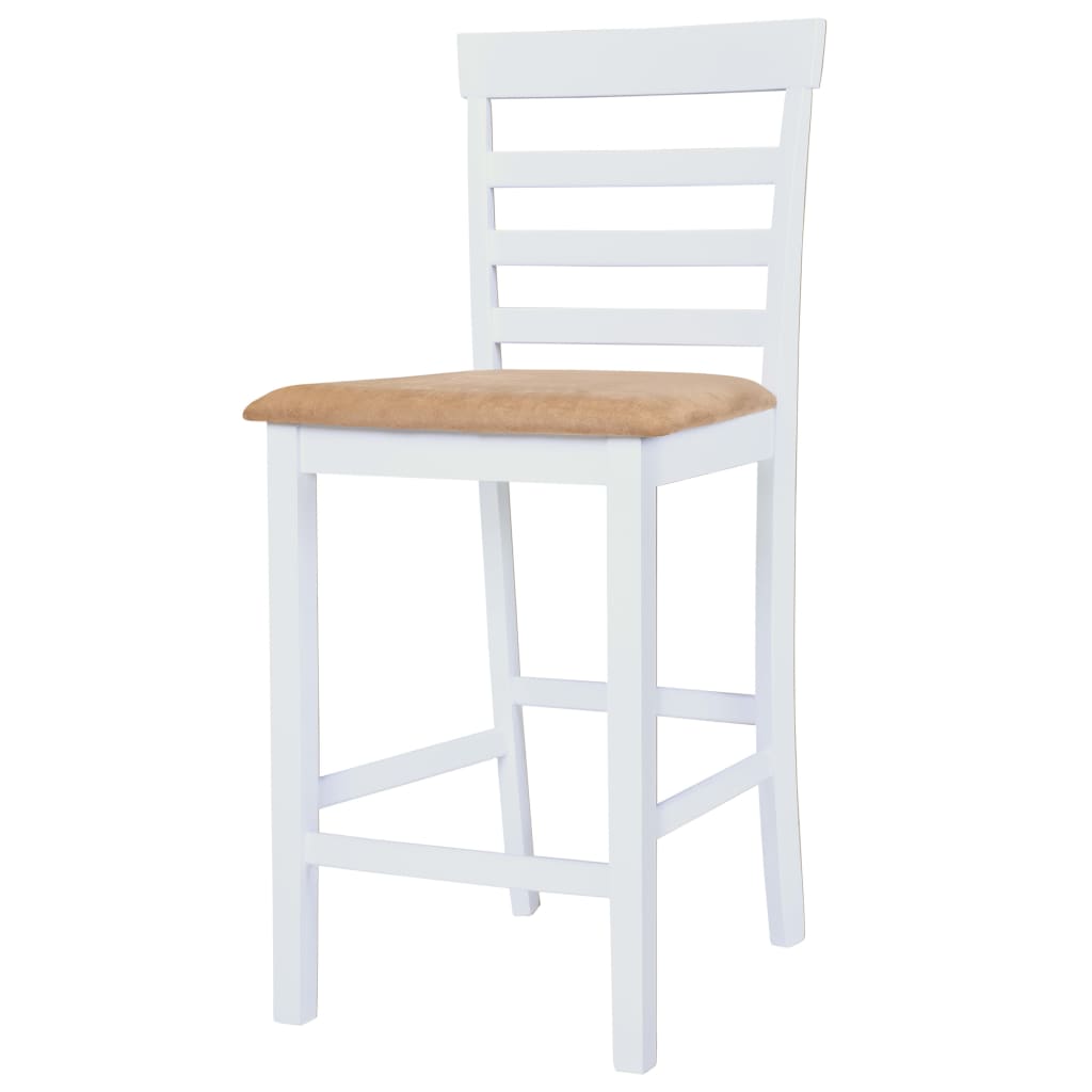vidaXL Table et chaises de bar 3 pcs Bois massif Marron et blanc