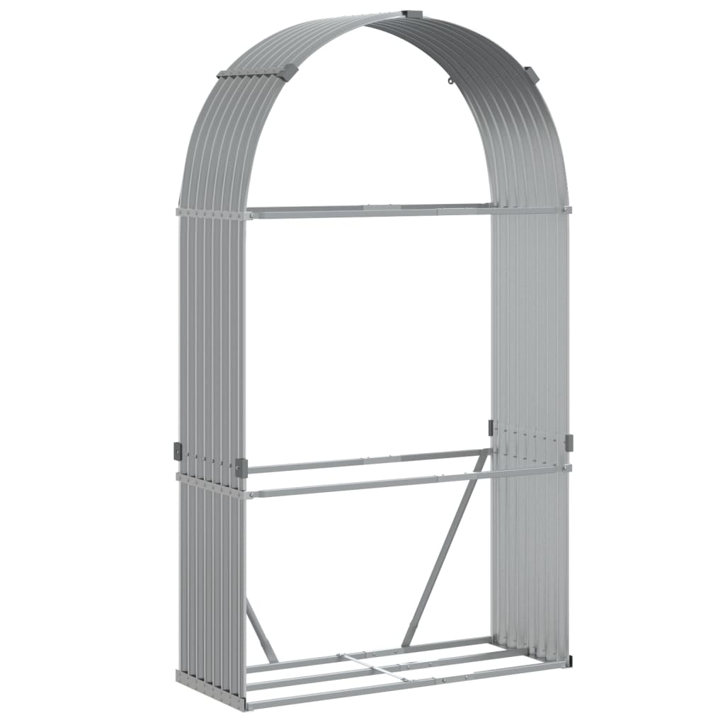 vidaXL Porte-bûches gris clair 120x45x210 cm acier galvanisé