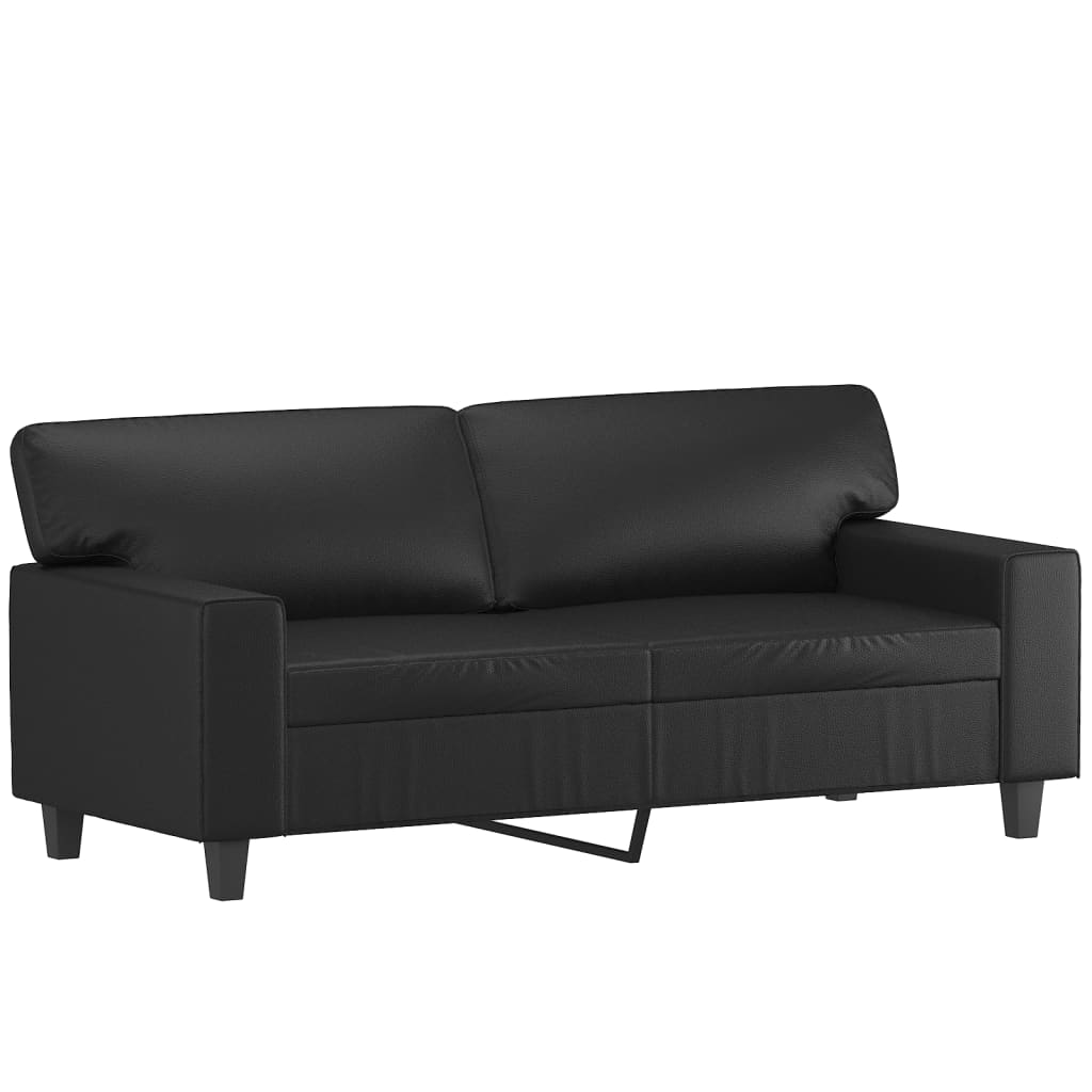 vidaXL Canapé 2 places avec oreillers décoratifs noir 140cm similicuir