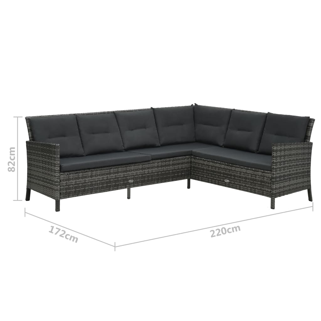 vidaXL Salon de jardin 4 pcs avec coussins résine tressée gris