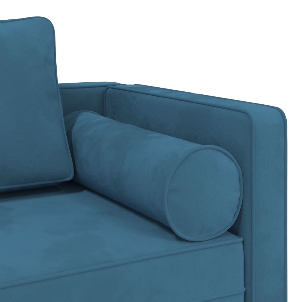 vidaXL Chaise longue avec coussins bleu velours