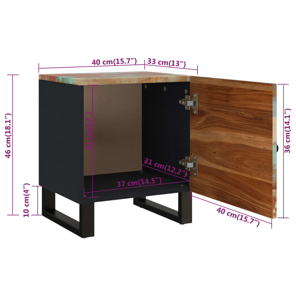 vidaXL Tables de chevet 2 pcs 40x33x46 cm Bois massif de récupération