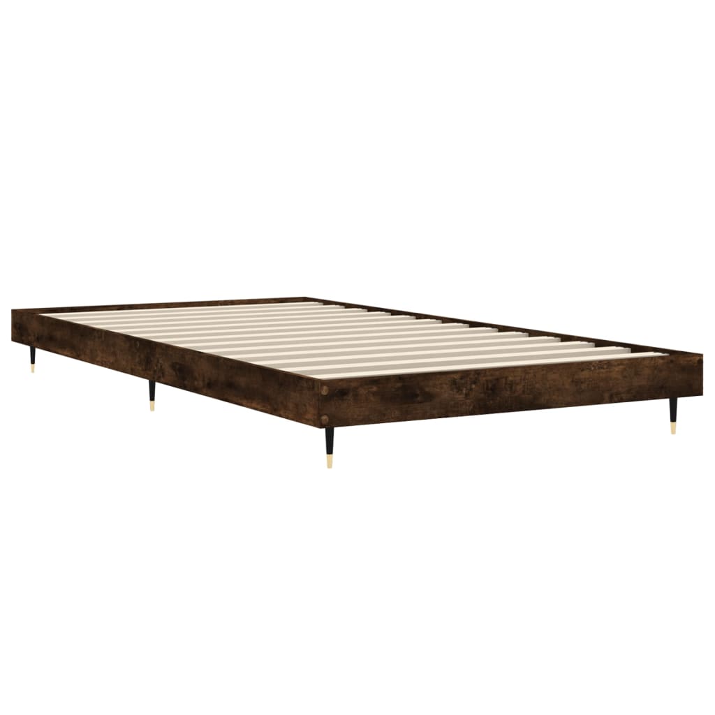 vidaXL Cadre de lit sans matelas chêne fumé 100x200 cm bois ingénierie