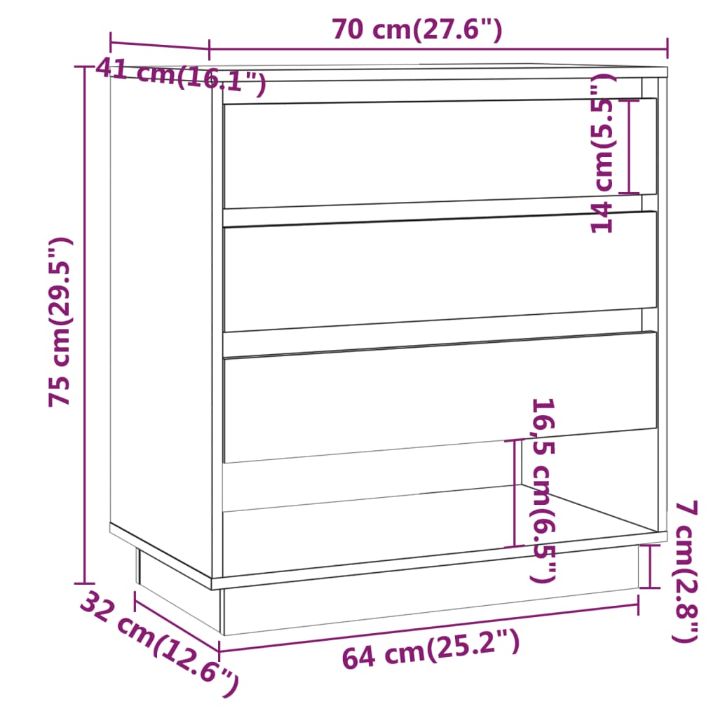 vidaXL Buffet Chêne marron 70x41x75 cm Bois d'ingénierie