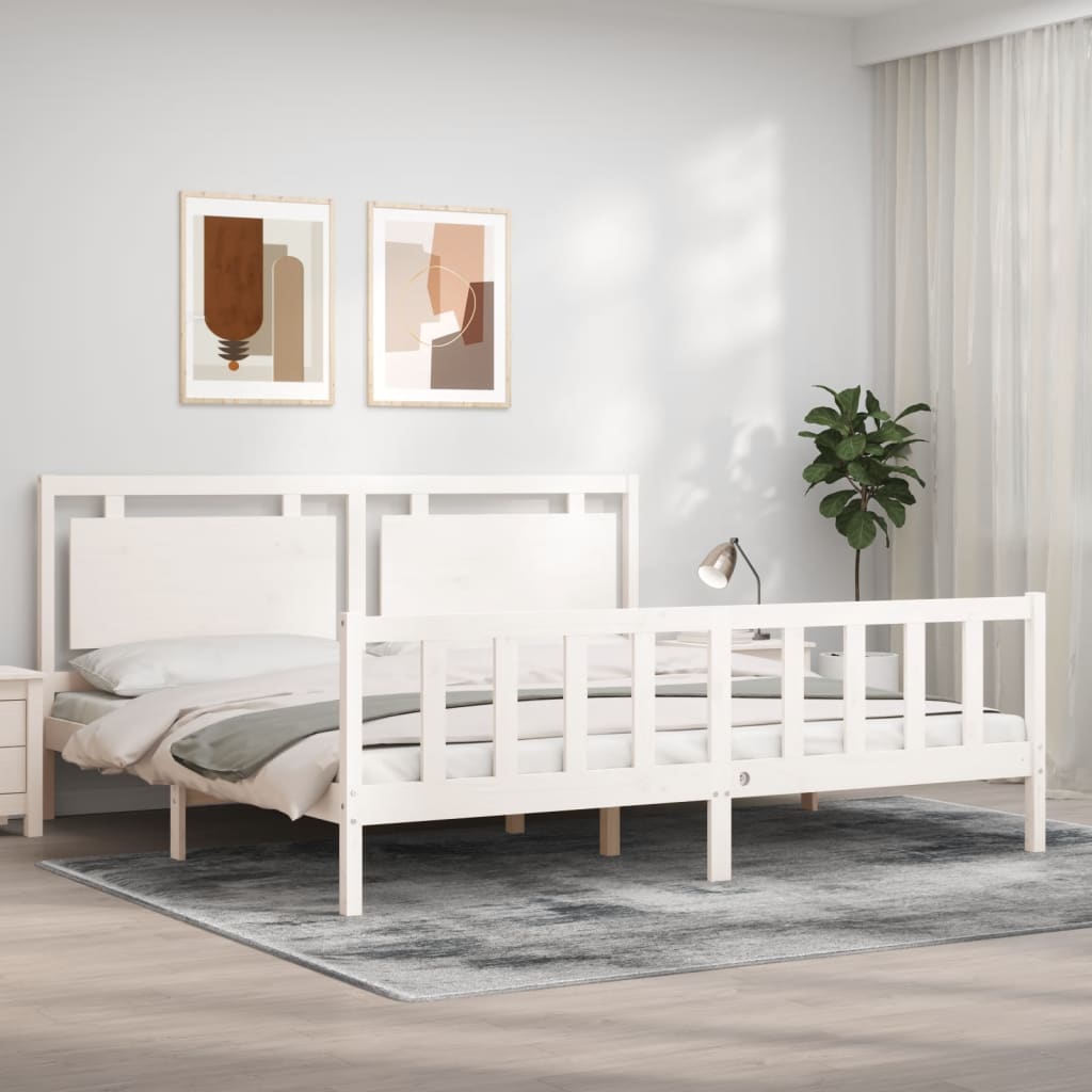 vidaXL Cadre de lit sans matelas blanc bois de pin massif