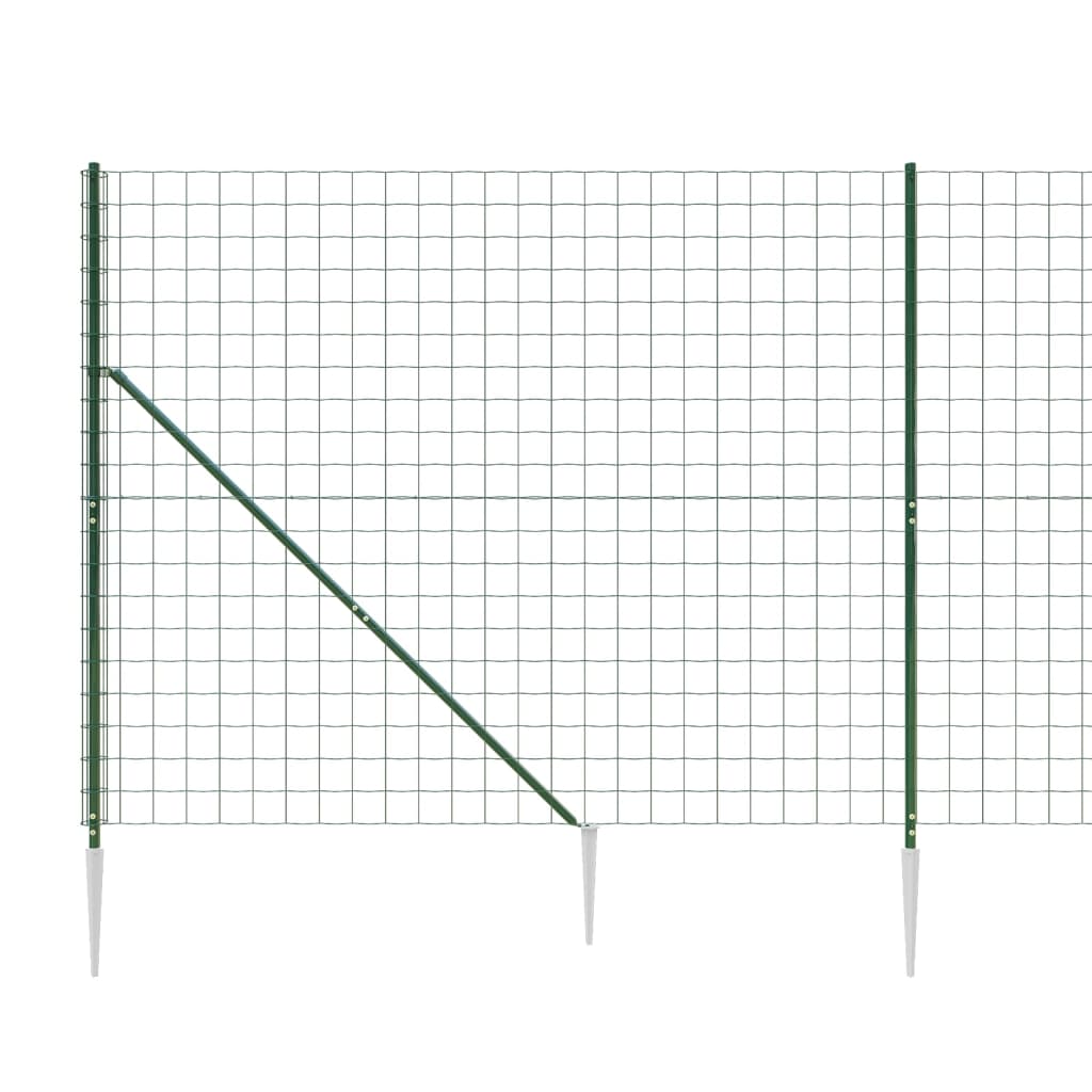 vidaXL Clôture en treillis métallique et piquet d'ancrage vert 1,8x25m